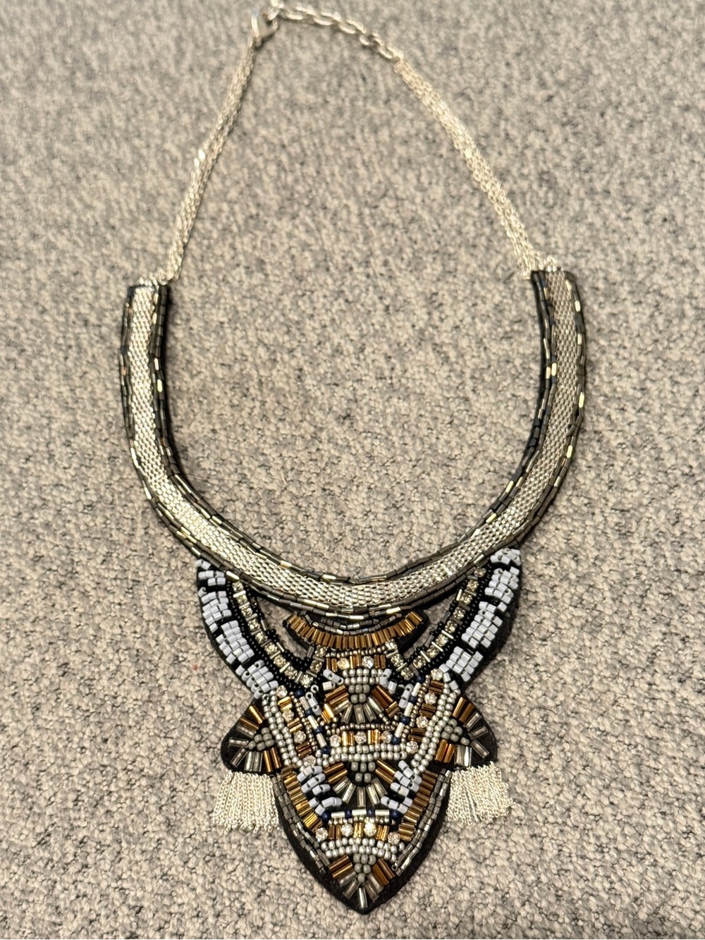 Stella & Dot Emma Collar Necklace - Black, Silver, Gold